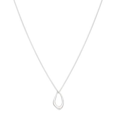 New Sterling Silver 16-17" Adjustable Open Teardrop Necklace