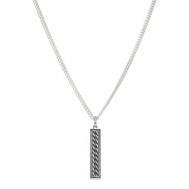 New Sterling Silver Woven Ingot & 22" Curb Chain Necklace