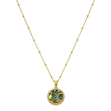 New Gold Plated Sterling Silver Celestial Malachite & Necklace