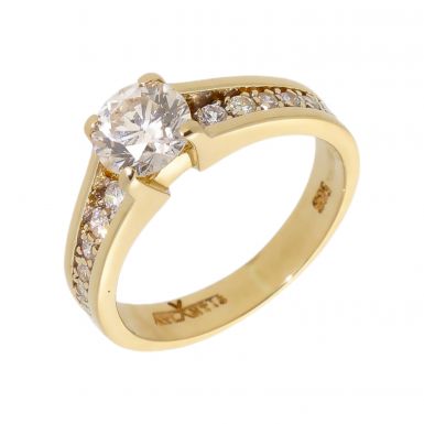 Pre-Owned 14ct Gold 1.00 Carat Diamond Solitaire & Shoulder Ring