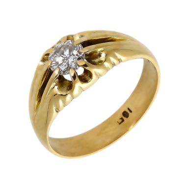 Pre-Owned 14ct Yellow Gold Diamond Solitaire Style Signet Ring