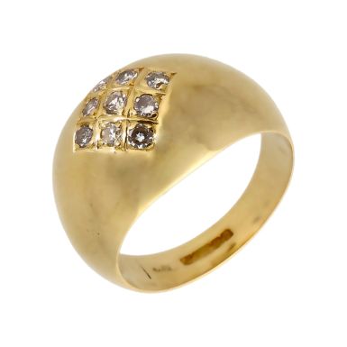 Pre-Owned 14ct Yellow Gold 9 Stone Diamond Domed Dress Ring
