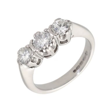 Pre-Owned 18ct White Gold 0.70 Carat Diamond Trilogy Ring