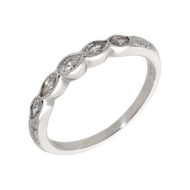 Pre-Owned 18ct Gold Marquise Cut Diamond Half Eternity Ring