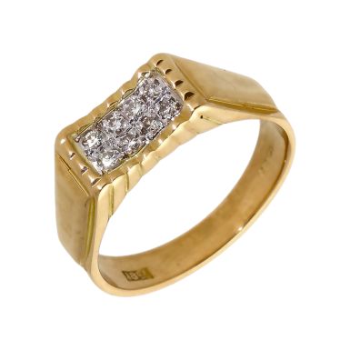 Pre-Owned 18ct Yellow Gold Diamond Set Signet Ring
