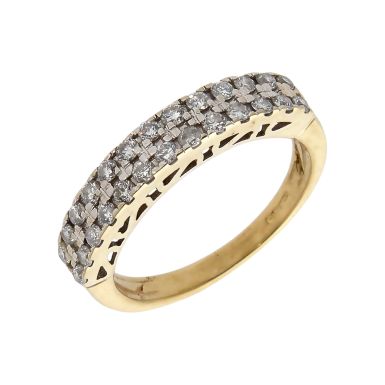 Pre-Owned 9ct Gold Double Row Diamond Half Eternity Ring