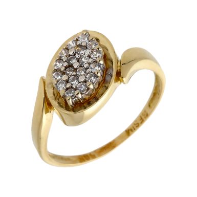 Pre-Owned 14ct Yellow Gold Cubic Zirconia Twist Cluster Ring