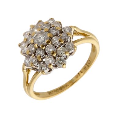 Pre-Owned 18ct Yellow Gold 1.10 Carat Diamond Cluster Ring