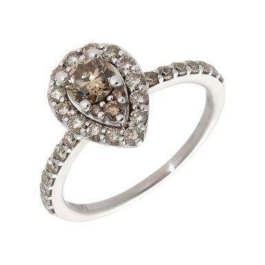 Pre-Owned Le Vian 0.80ct Chocolate Diamond Pear Halo Ring