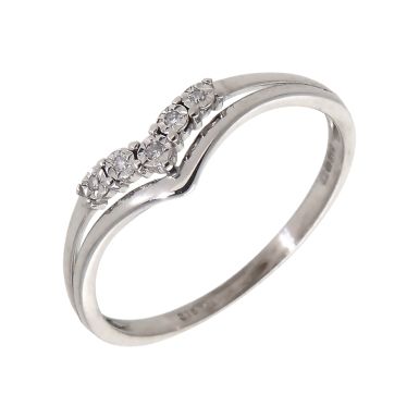 Pre-Owned 9ct White Gold Diamond Set Half Wishbone Ring