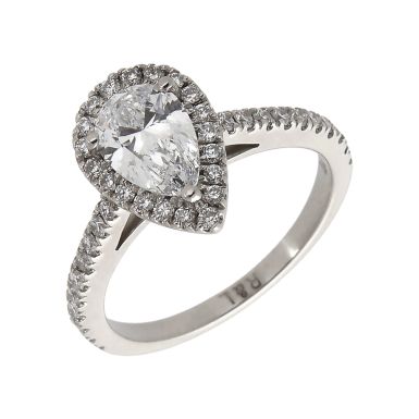 Pre-Owned Platinum 1.60 Carat Laboratory Grown Pear Diamond Halo Ring
