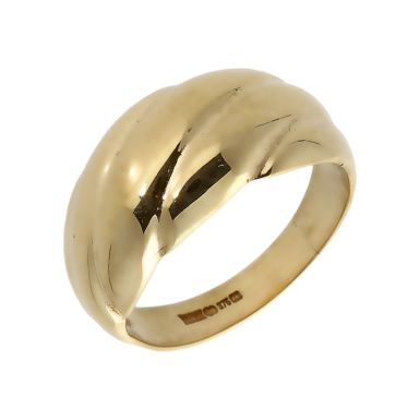 Pre-Owned 9ct Yellow Gold Domed Wave Dress Ring