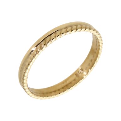 Pre-Owned 9ct Gold Polished & Rope Twist Double Row Band Ring