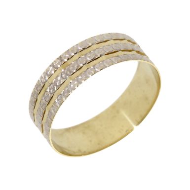 Pre-Owned 9ct Yellow & White Gold Multi Row 6mm Band Ring