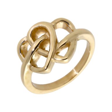 Pre-Owned 9ct Yellow Gold Entwined Double Heart Dress Ring