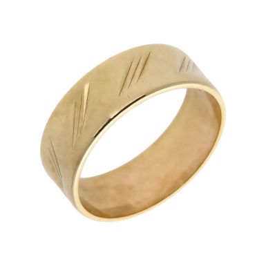 Pre-Owned Vintage 1963 9ct Yellow Gold 6mm Patterned Band Ring