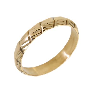 Pre-Owned Vintage 1979 9ct Yellow Gold 4mm Patterned Band Ring