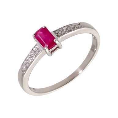 Pre-Owned 14ct White Gold Ruby & Diamond Dress Ring