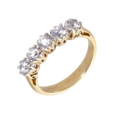 Pre-Owned 9ct Yellow Gold Cubic Zirconia 5 Stone Eternity Ring