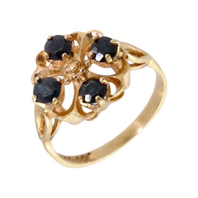 Pre-Owned 9ct Yellow Gold 4 Stone Sapphire Dress Ring