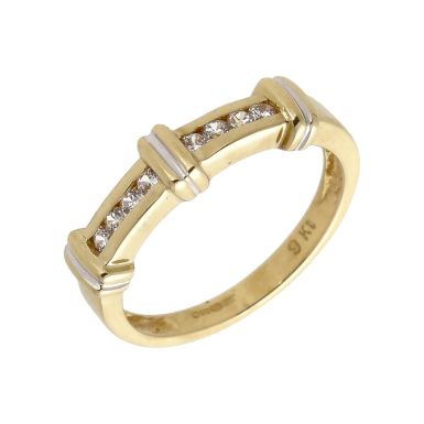 Pre-Owned 9ct Gold Channel Set Cubic Zirconia Band Dress Ring