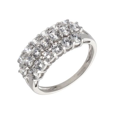 Pre-Owned 14ct White Gold Triple Row Cubic Zirconia Dress Ring