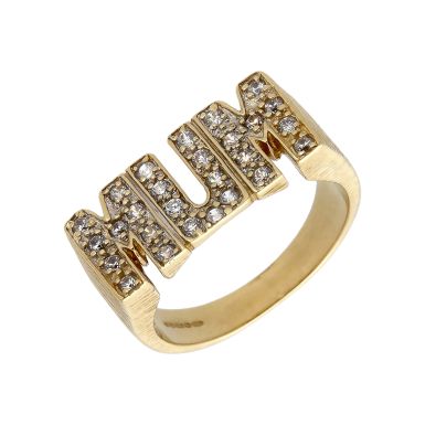 Pre-Owned 9ct Yellow Gold Cubic Zirconia Set Mum Ring
