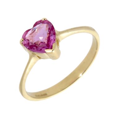 Pre-Owned 9ct Yellow Gold Pink Topaz Solitaire Dress Ring