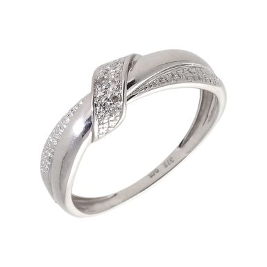 Pre-Owned 9ct White Gold Diamond Set Crossover Wave Dress Ring