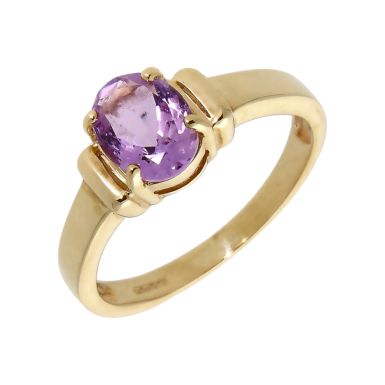 Pre-Owned 9ct Yellow Gold Amethyst Solitaire Dress Ring