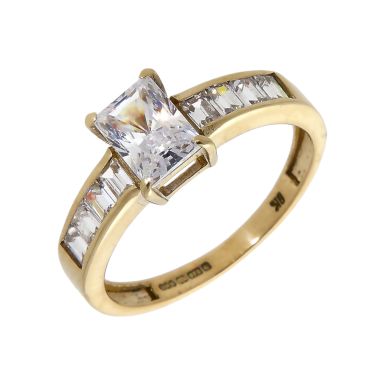 Pre-Owned 9ct Yellow Gold Cubic Zirconia Multi Stone Dress Ring