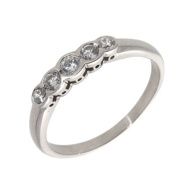 Pre-Owned 9ct White Gold Cubic Zirconia 5 Stone Eternity Ring