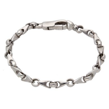 Pre-Owned 14ct White Gold 7 Inch Fancy Link Bracelet