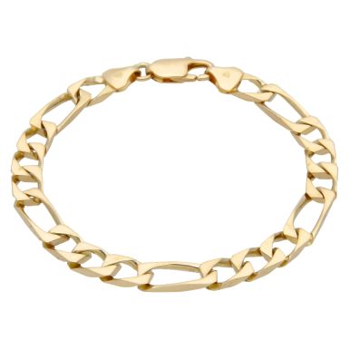 Pre-Owned 9ct Yellow Gold 8 Inch Square Curb Figaro Bracelet