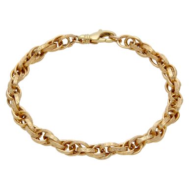 Pre-Owned 9ct Gold 7.5 Inch Patterned Hollow P.O.W Link Bracelet