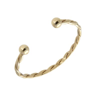 Pre-Owned 9ct Yellow Gold Solid Twist Torque Bangle