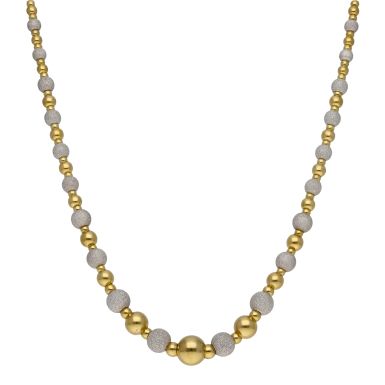Pre-Owned 14ct Yellow & White Gold Graduated Ball Bead Necklace