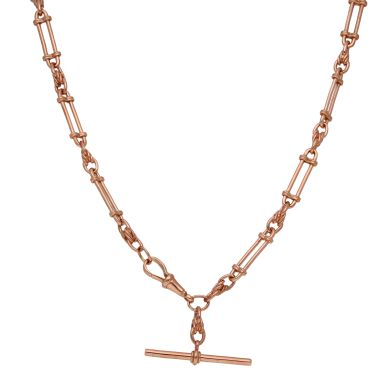 Pre-Owned 9ct Rose Gold T-Bar & Fancy Bar Link Chain Necklace