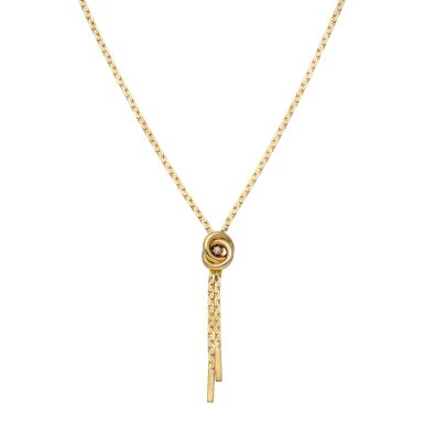 Pre-Owned 9ct Yellow Gold Diamond Set Knot Tassle Drop Necklace