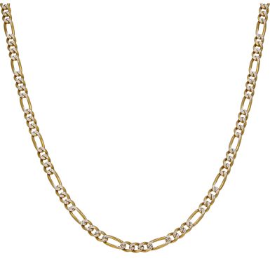 Pre-Owned 9ct Yellow & White Gold 22 Inch Figaro Chain Necklace