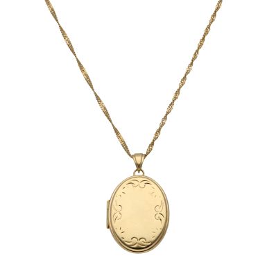 Pre-Owned 9ct Yellow Gold Locket Pendant & Chain Necklace