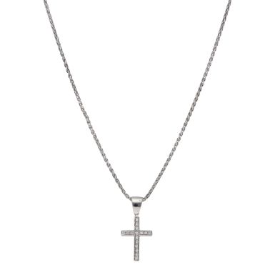 Pre-Owned 18ct White Gold Diamond Cross Pendant Necklace