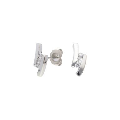 Pre-Owned 9ct White Gold Cubic Zirconia Wave Stud Earrings