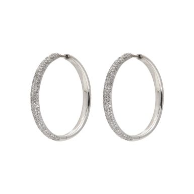 Pre-Owned 18ct White Gold Diamond Set Hoop Earrings