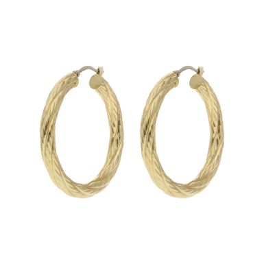 Pre-Owned 14ct Yellow Gold Textured Twist Hoop Creole Earrings