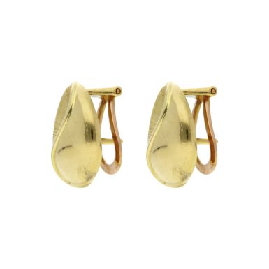 Pre-Owned 18ct Gold Lever Back Part Patterned Oval Stud Earrings