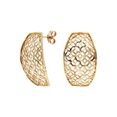 Pre-Owned 9ct Yellow Gold Fancy Cutout Curved Stud Earrings