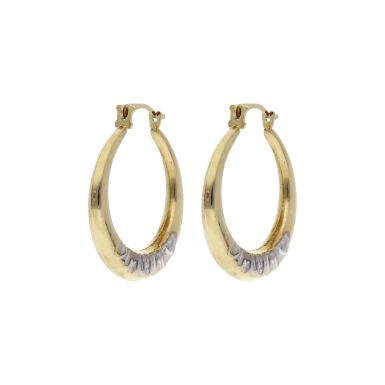 Pre-Owned 9ct Yellow & White Gold Mum Creole Earrings