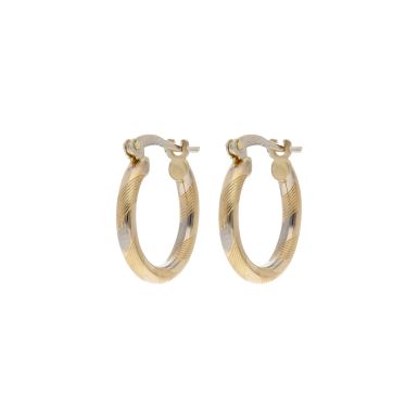 Pre-Owned 9ct Yellow & White Gold Hoop Creole Earrings