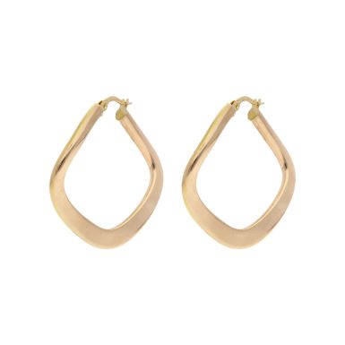 Pre-Owned 9ct Yellow Gold Curved Wave Creole Earrings